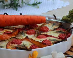 Gegrillte Paprikaschoten mit Kirschtomaten, Mozzarella und Basilikum-Pesto