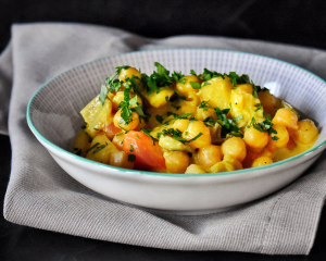 Kichererbsen mit Curry & Rupp Feinster Streich mit Gouda