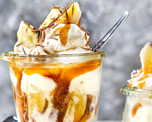 Banoffee-Dessert im Glas mit Leicht & Cross Boden