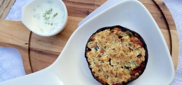 Gefüllte Champignon-Köpfe mit Feta-Oregano Pesto