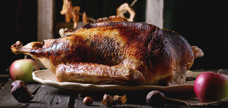 Gebratene Gans mit Maronifüllung