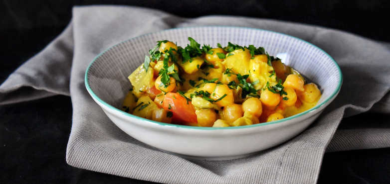 Kichererbsen mit Curry & Rupp Feinster Streich mit Gouda