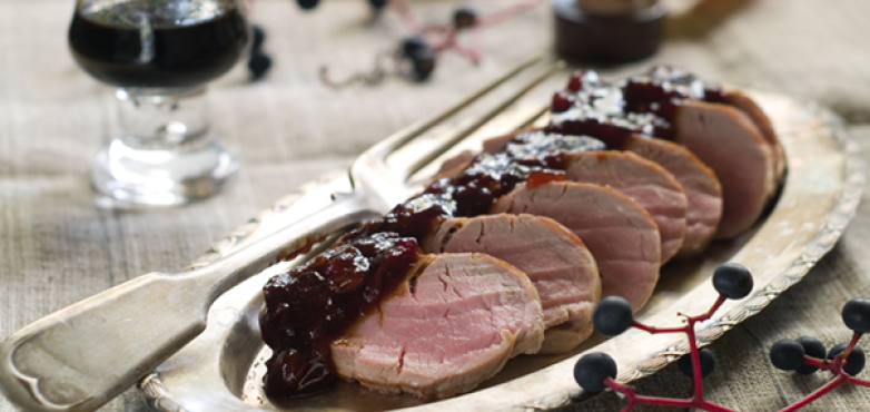 Schweinefilet mit Zwetschken Wacholder Sauce