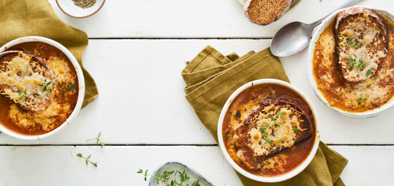 Überbackene Zwiebelsuppe